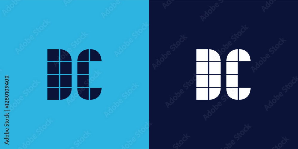DC logo design with tile shape. Minimalist and modern vector illustration design suitable for business or brand DC logo design with tile shape. Minimalist and modern vector illustration design suitable for business or brand