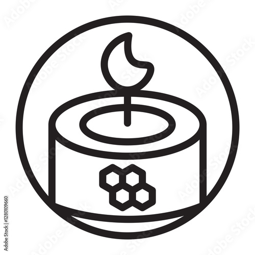 Beeswax Candle Vector Line Icon Design