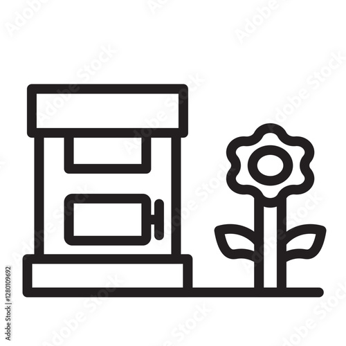 Apiary Landscape Vector Line Icon Design