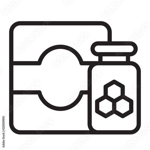 Honey Label Vector Line Icon Design