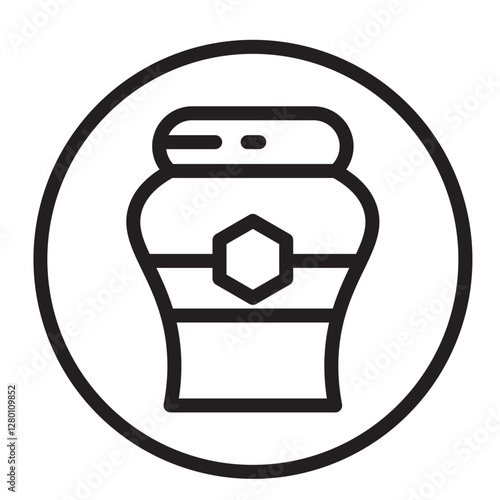 Glass Honey Jar with Label Vector Line Icon Design