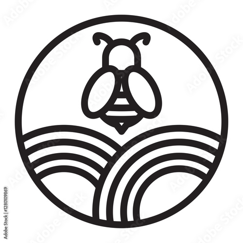 Farm Beekeeping Vector Line Icon Design