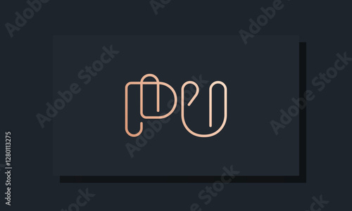 Minimal clip initial letter PU logo
