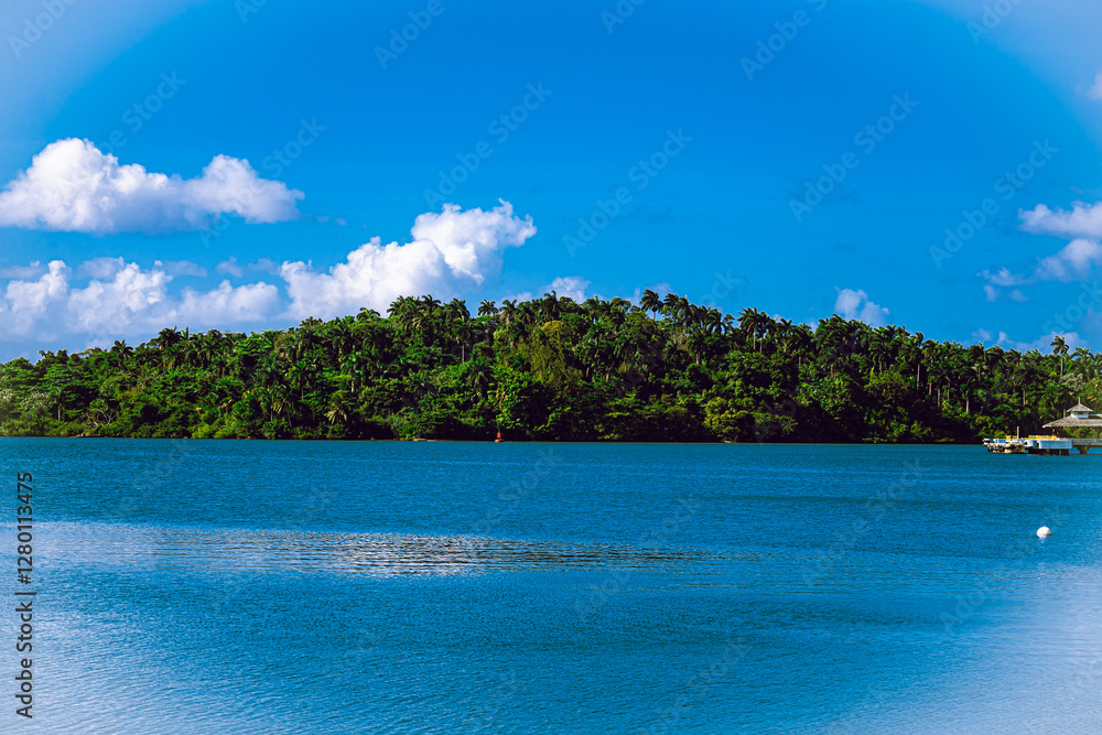 Naklejka premium tropical beach with blue sky
