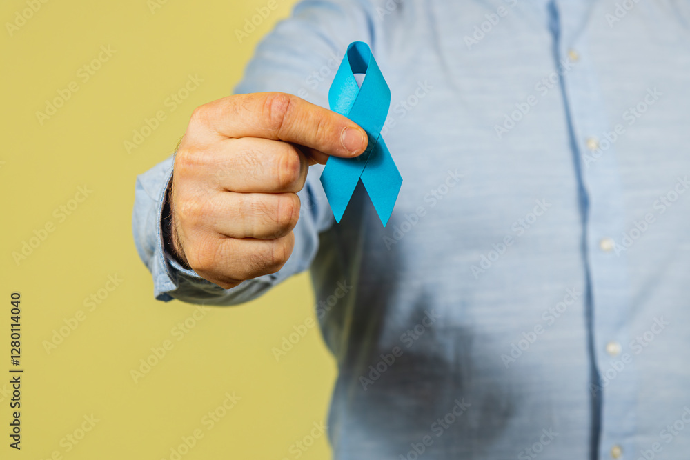 Fototapeta premium Support for men's health awareness with a blue ribbon