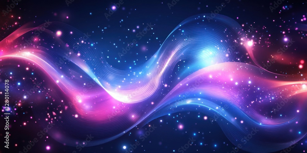 Abstract cosmic wave with vibrant colors and sparkling particles. Abstract cosmic wave with vibrant colors and sparkling particles.