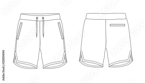 Casual Shorts Technical Sketch