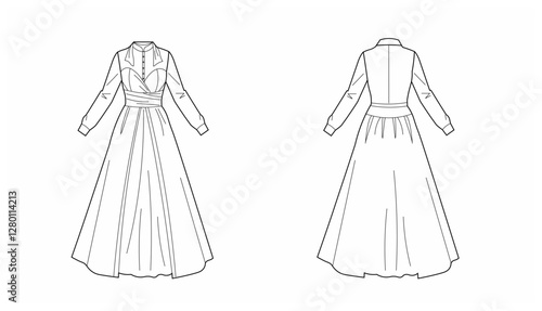 Flared Dress Technical Sketch