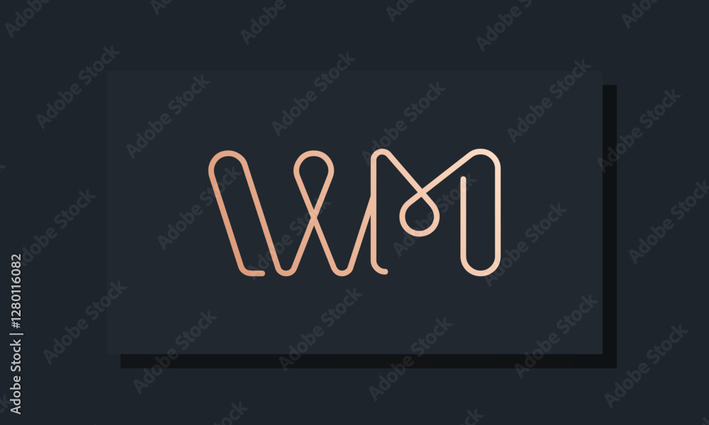 Minimal clip initial letter WM logo Minimal clip initial letter WM logo