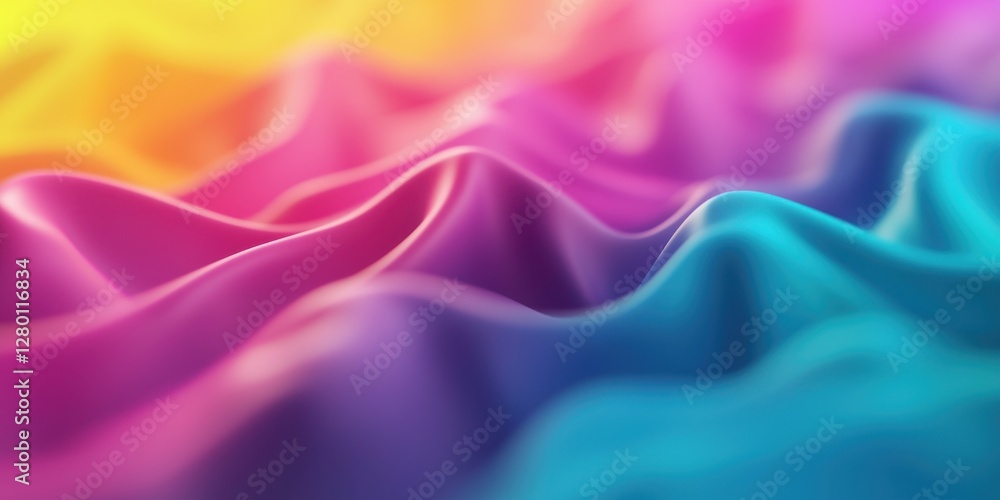 Obraz premium A vibrant wave of colorful fabric in shades of pink, purple, and blue, creating a smooth, flowing texture.
