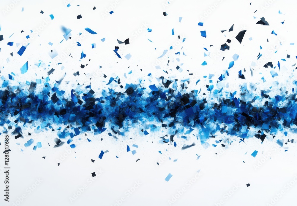 Abstract Splash of Blue Confetti Particles on White Background for Creative and Artistic Applications in Digital and Print Design Projects Abstract Splash of Blue Confetti Particles on White Background for Creative and Artistic Applications in Digital and Print Design Projects