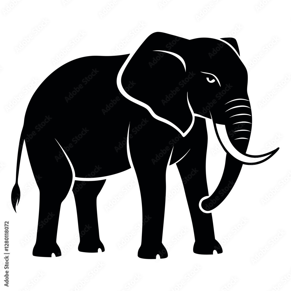 Fototapeta premium elephant--silhouette-on-white-background.eps