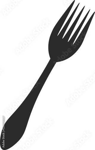 classic fork cutlery kitchen utensil icon in dark grey and clear background, editable vector illustration