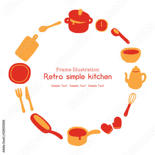 T_シンプルレトロキッチンの丸いフレーム