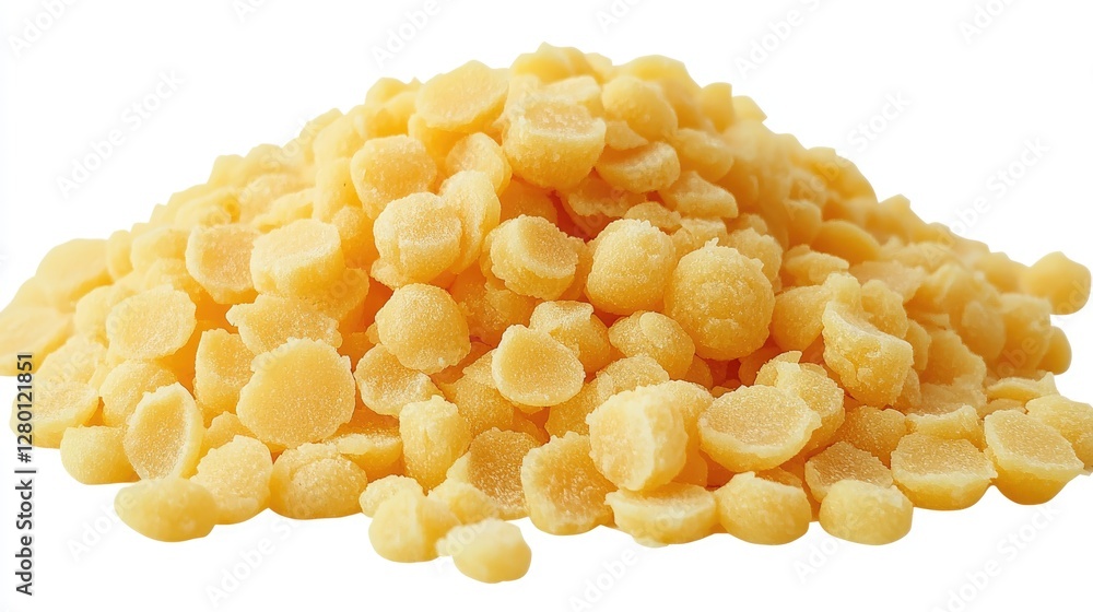 Yellow lentil pile, food ingredient, studio shot, white background, culinary use Yellow lentil pile, food ingredient, studio shot, white background, culinary use