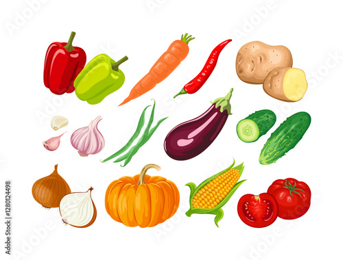 Vegetables set. Vector cartoon flat illustration.