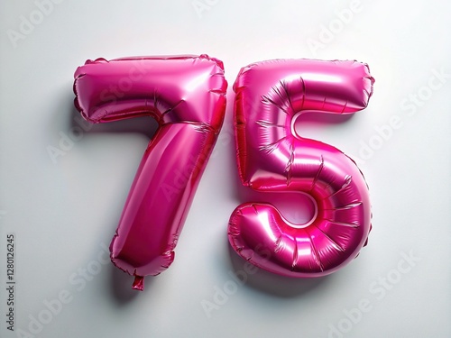 Pink Balloon Number 75 - Festive Anniversary Celebration Decoration
