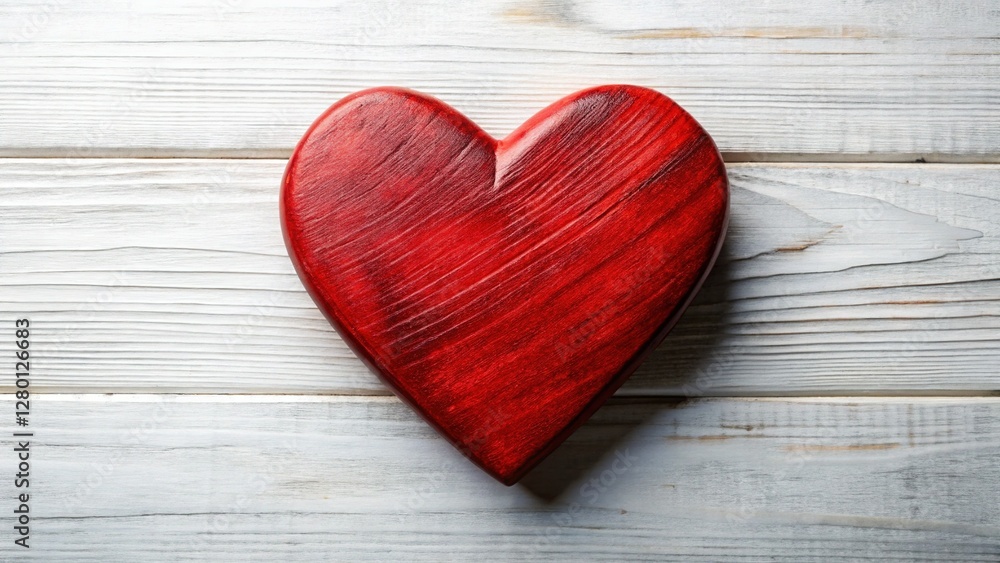 Red Wooden Heart on White Background - Valentine's Day, Love, Romance Stock Photo Red Wooden Heart on White Background - Valentine's Day, Love, Romance Stock Photo