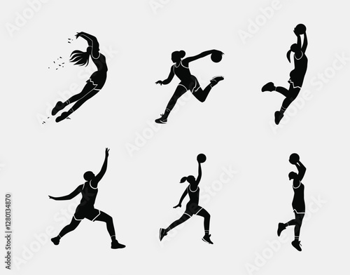Wallpaper Mural Female Player Basketball Silhouettes Torontodigital.ca