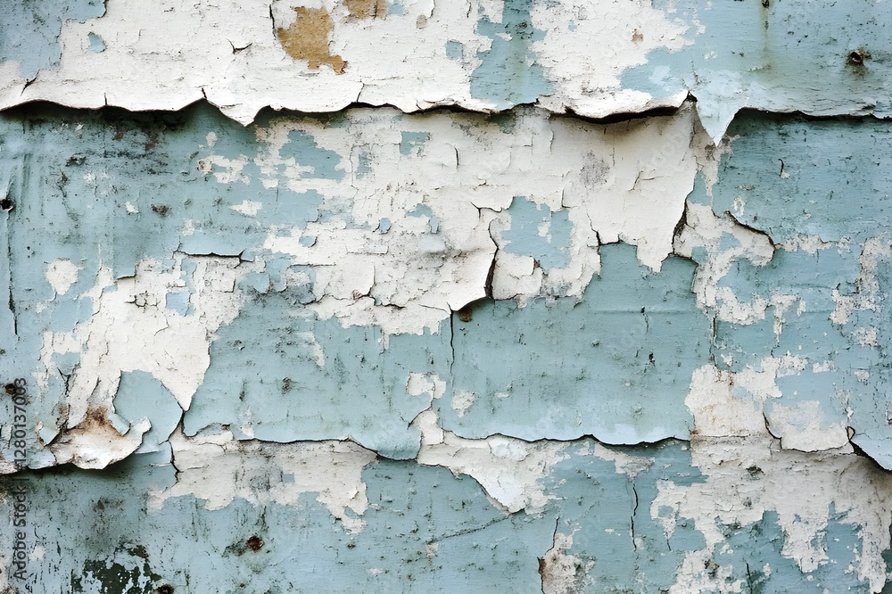 Obraz premium Faded view full of character, peeling paint texture showing history and age in every layer