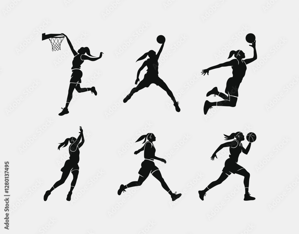 custom made wallpaper toronto digitalWomen Basketball Dribbling Silhouette Collection