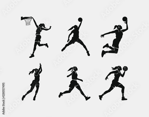 Wallpaper Mural Women Basketball Dribbling Silhouette Collection Torontodigital.ca