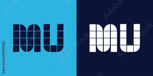 MU logo design with tile shape. Minimalist and modern vector illustration design suitable for business or brand