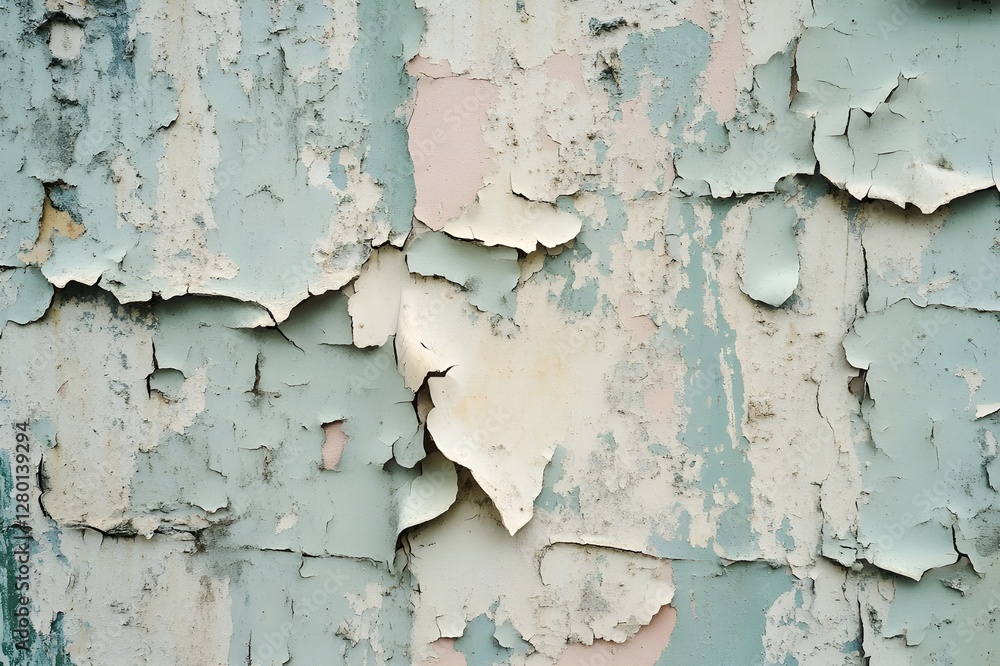 Obraz premium Faded view full of character, peeling paint texture showing history and age in every layer