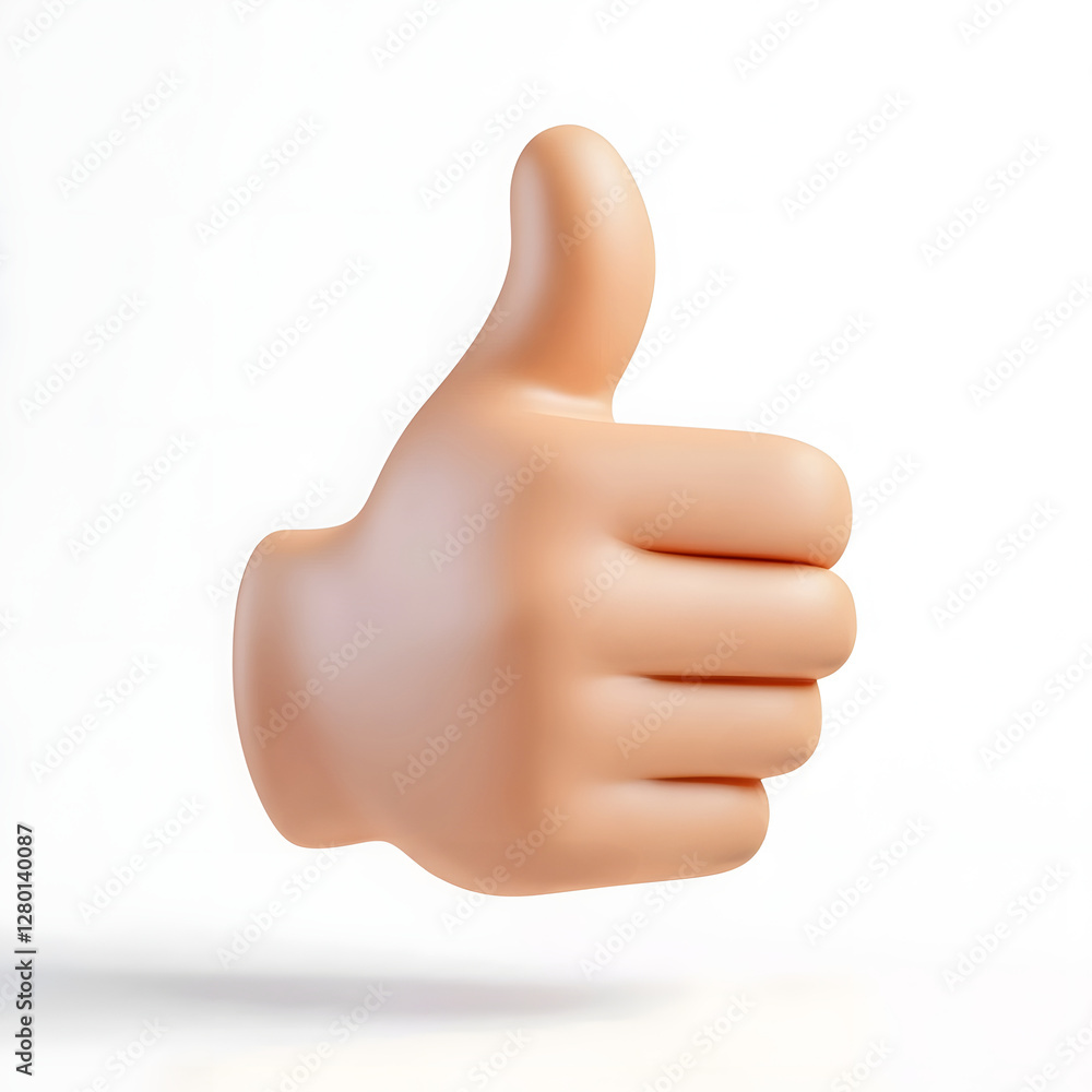 3D Clay Thumb Up Gesture Icon on Smooth White Background 3D Clay Thumb Up Gesture Icon on Smooth White Background