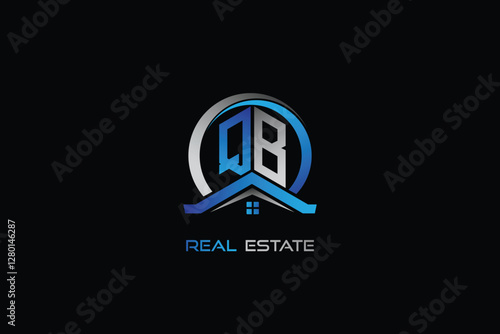 QB real estate letters logo design for construction or house. QB real estate letters logo Vector design