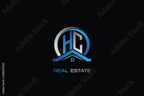 HC real estate letters logo design for construction or house. HC real estate letters logo Vector design