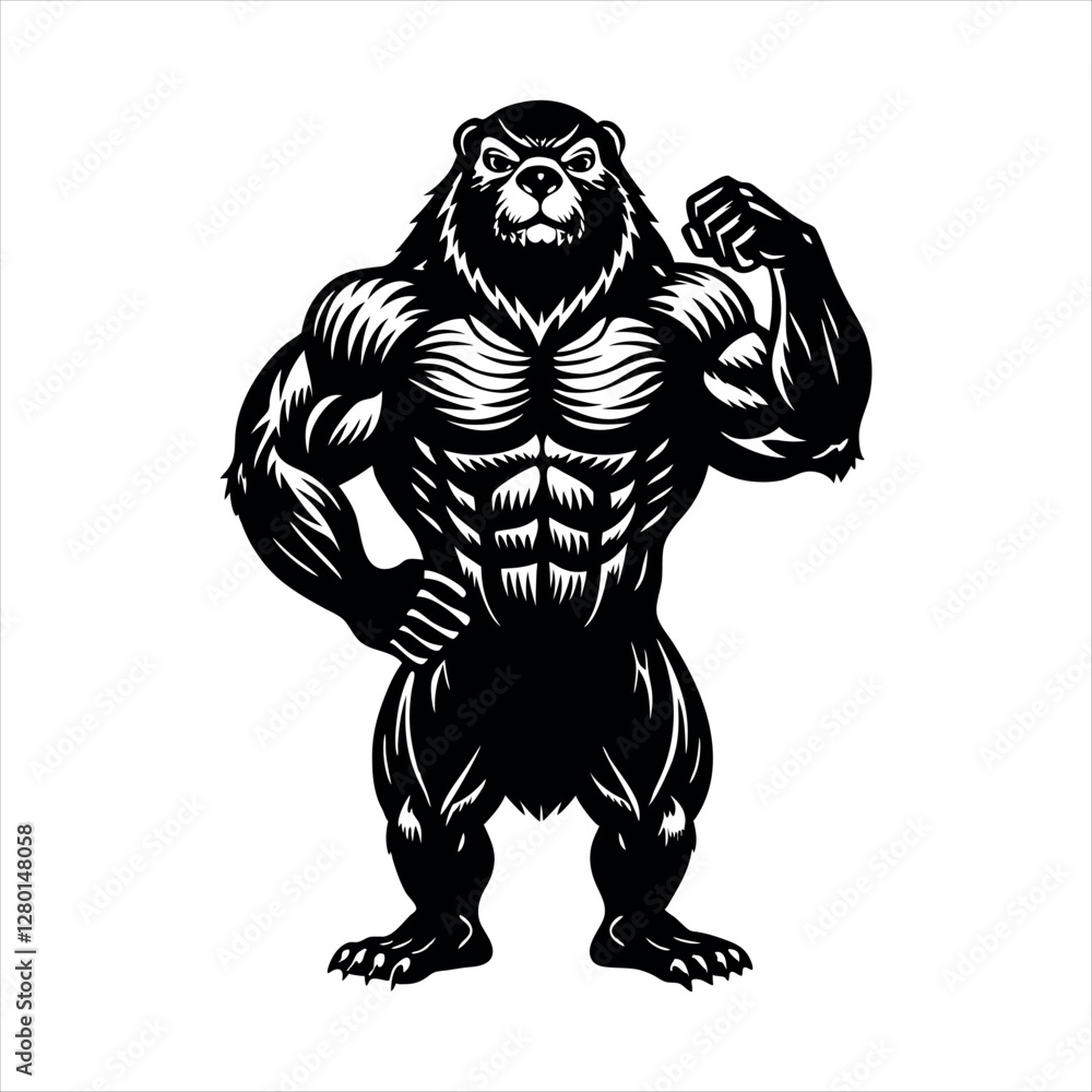 bodybuilder marmot silhouette design cartoon zombie with a sword bodybuilder marmot silhouette design cartoon zombie with a sword
