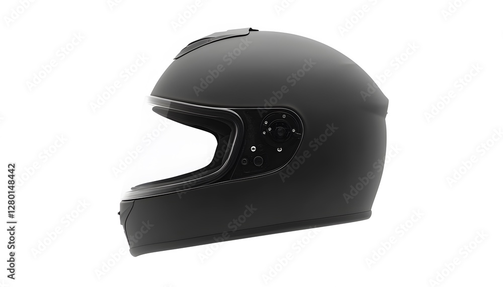 Fototapeta premium Sleek matte black motorcycle helmet with clear visor displayed