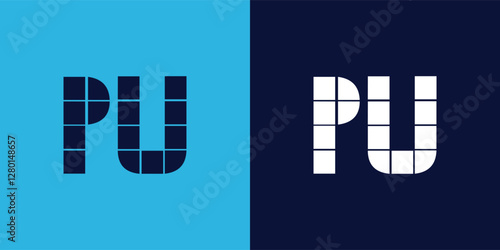 PU logo design with tile shape. Minimalist and modern vector illustration design suitable for business or brand