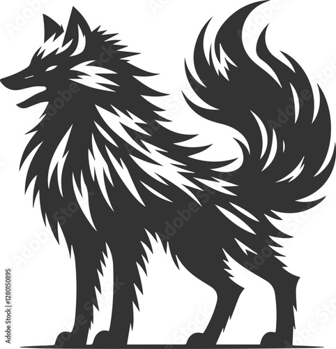 A fox standing tall with its fur bristling in rage vector