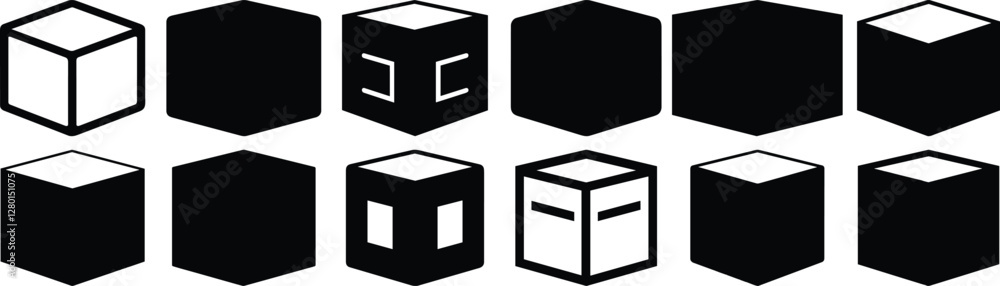 Box silhouette set vector design big pack of cargo illustration and icon Box silhouette set vector design big pack of cargo illustration and icon