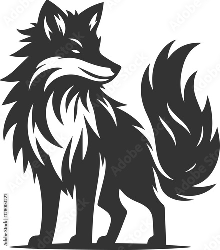 A fox standing tall with its fur bristling in rage vector