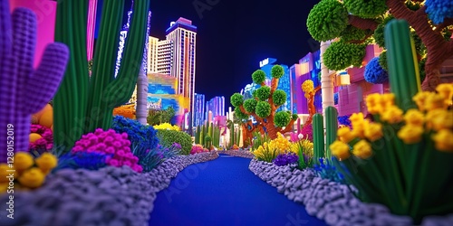las vegas tourism concept in styled 3D animation