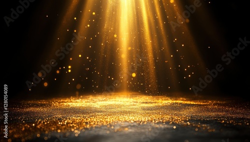 Wallpaper Mural Ethereal Golden Light Shining Through Darkness Creating a Magical Atmosphere with Sparkling Particles and a Dreamy Glow on a Soft Ground Surface Torontodigital.ca