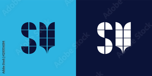 SV logo design with tile shape. Minimalist and modern vector illustration design suitable for business or brand