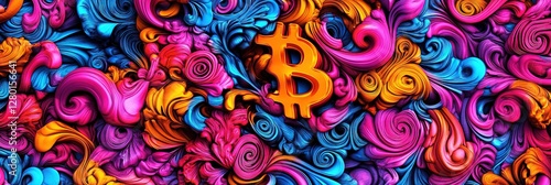 Plakat bitcoin cryptocurrency magic eye stereogram 