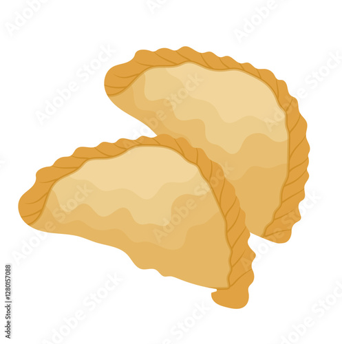 Pastel Cake or Fried Empanada Pastry Snack Illustration Isolated on White Background