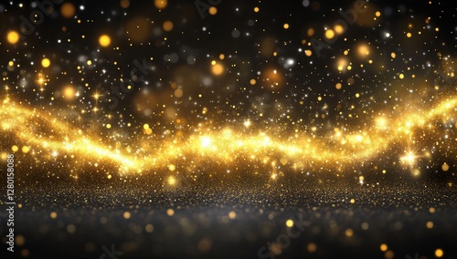Glimmering and Shimmering Golden Particles Against a Dark Background Creating a Magical and Enchanting Atmosphere for Various Design Projects