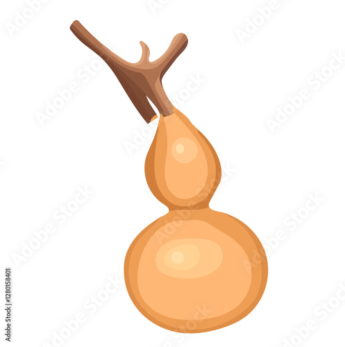 Dried Bottle Gourd or Chinese Calabash Gourd Illustration Isolated on White Background