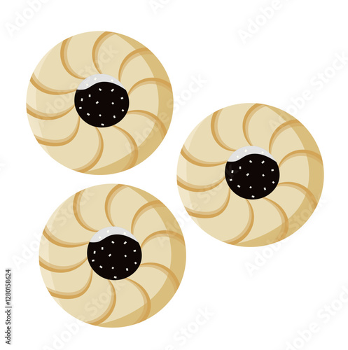 Biscuit with Blueberry Jam Illustration Isolated on White Background