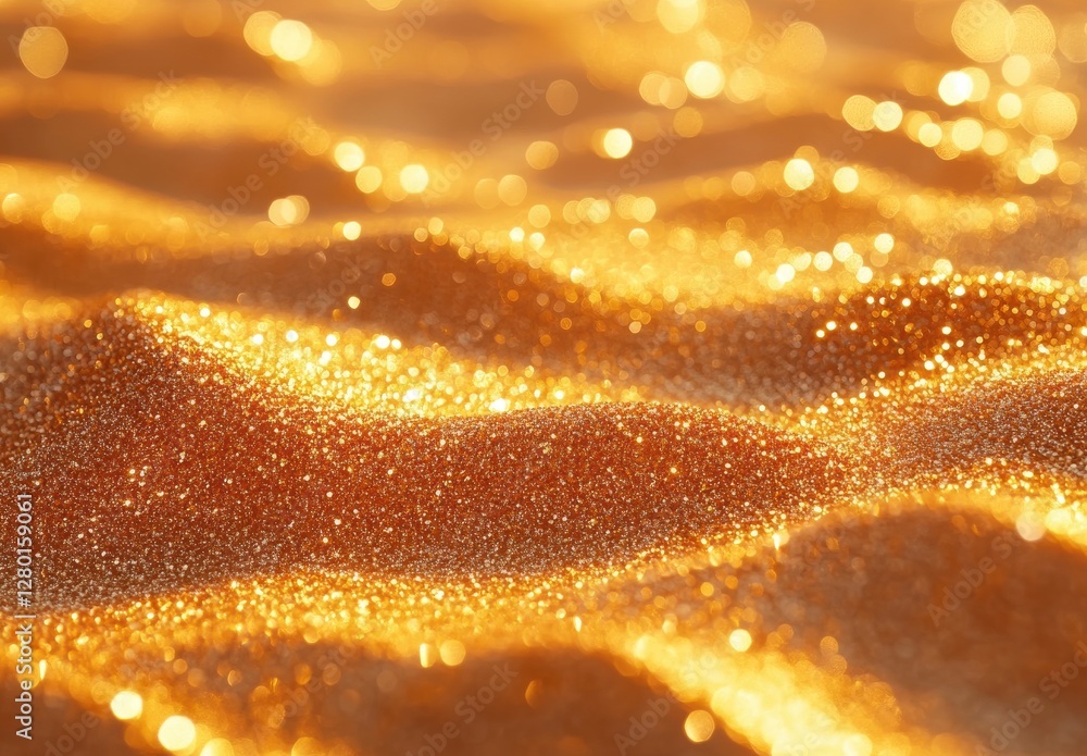 Glimmering Golden Sand Surface with Shimmering Particles Under Bright Light Creating a Warm and Inviting Atmosphere for Beach and Nature Themes Glimmering Golden Sand Surface with Shimmering Particles Under Bright Light Creating a Warm and Inviting Atmosphere for Beach and Nature Themes