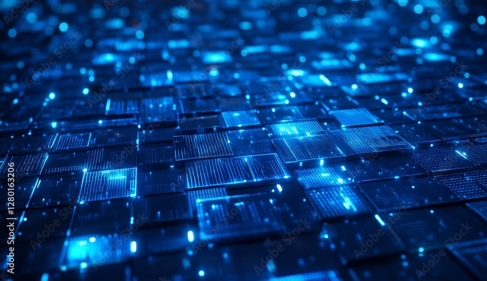 Obraz premium Futuristic digital grid network abstract