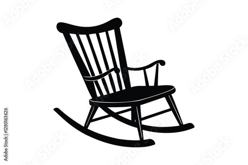 Silhouette of a rocking chair vector art illustration.eps