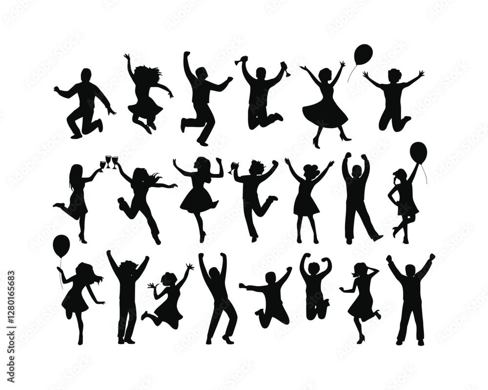 Celebration in Motion Silhouette Collection Vector Template Celebration in Motion Silhouette Collection Vector Template