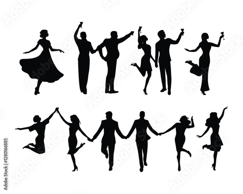 Fun and Joyful Silhouette Collection Vector Template